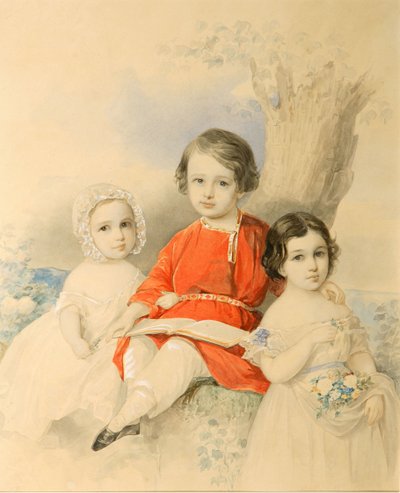 Kinder in einer Landschaft, 1840er Jahre von Hau