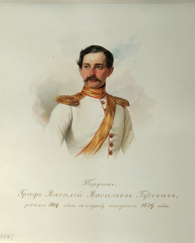 Porträt von Graf Vasily Vasilyevich Gudovich 1819-1886 aus dem Album der Kaiserlichen Leibgarde, 1846-1849 von Hau