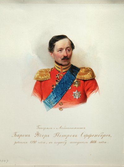 Porträt von General Baron Fjodor Petrowitsch von Offenberg 1789-1857 aus dem Album der Kaiserlichen Leibgarde, 1846-1849 von Hau