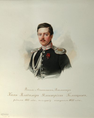 Porträt von Prinz Wladimir Dmitrijewitsch Golizyn 1815-1888 aus dem Album der Kaiserlichen Leibgarde, 1846-1849 von Hau