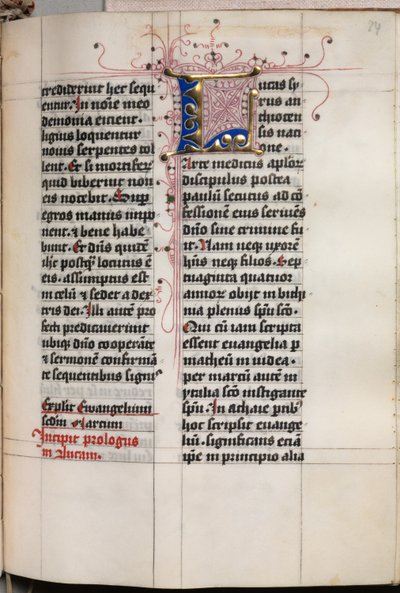 Evangelienbuch mit Evangelistenporträts: Verzierte Initiale von Hausbuch Master