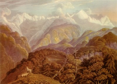 Das Tal des Jumna mit den beiden großen Gipfeln von Bunder Punch, 1946 von Havell and Son