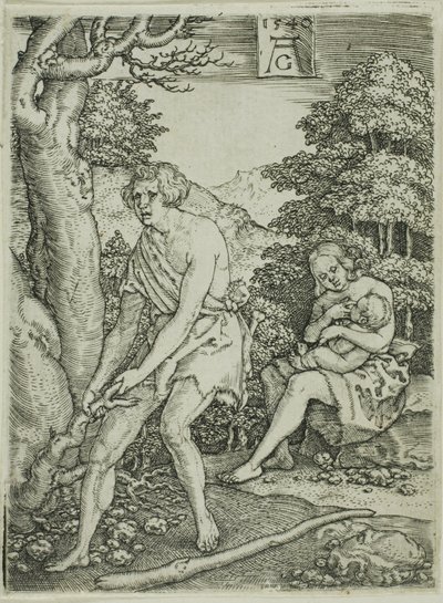 Adam und Eva bei der Arbeit, aus Die Geschichte von Adam und Eva von Heinrich Aldegrever