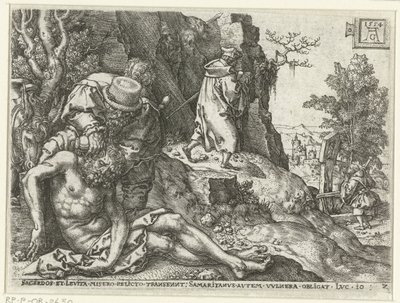 Der barmherzige Samariter pflegt die Wunden von Heinrich Aldegrever