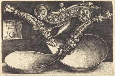 Entwürfe für zwei Löffel und eine Hundepfeife von Heinrich Aldegrever