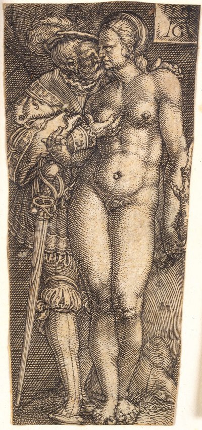 Scheide-Design mit Soldat und nackter Frau von Heinrich Aldegrever