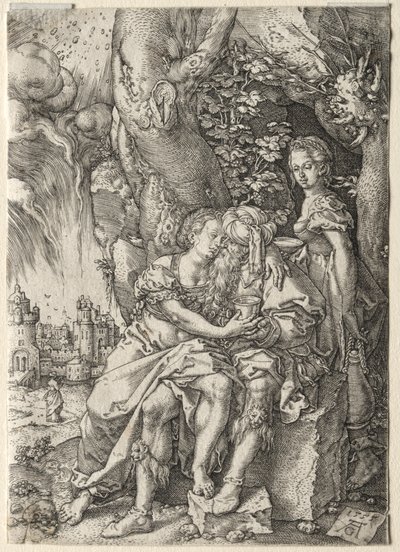 Die Geschichte von Lot: Lot mit seinen Töchtern von Heinrich Aldegrever