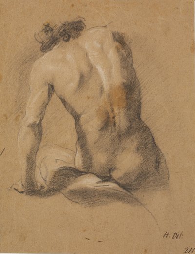 Sitzendes männliches Modell, von hinten gesehen von Heinrich Dittmers