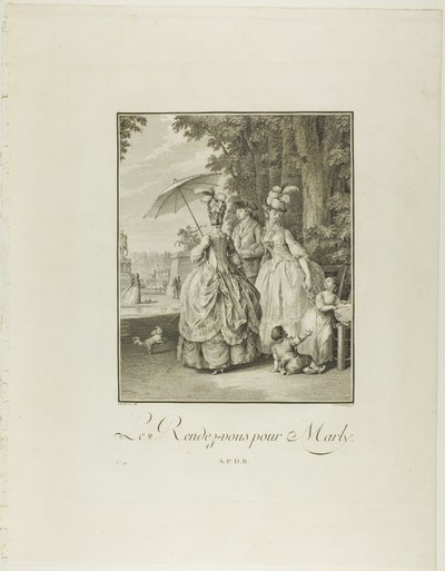 Rendezvous für Marly, aus Monument du Costume Physique et Moral de la fin du Dix-huitième siècle von Heinrich Guttenberg