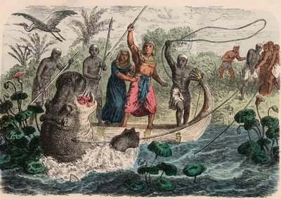 Antikes Ägypten: Pharao jagt Nilpferde, 1866 von Heinrich Leutemann