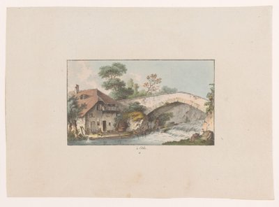 Ansicht eines Hauses bei einer Brücke in Orbe von Heinrich Rieter