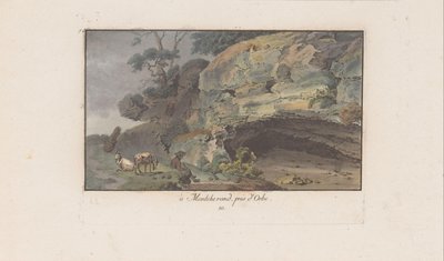 Hirte vor einer Höhle in Montcherand (Landschaften in der Schweiz) von Heinrich Rieter