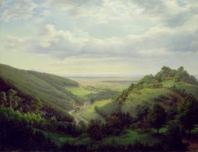 Blick vom Heilenberg-Schloss in Jugenheim am Rhein, 1846 von Heinrich Schilbach