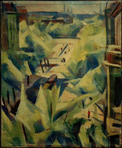 Blick aus dem Atelier auf den Mundsburger Damm und die Innenstadt von Heinrich Stegemann