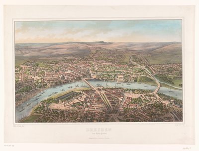 Blick auf Dresden aus einem Heißluftballon von Heinrich Walter
