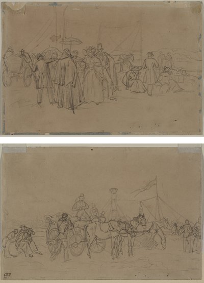 Passagiere für den Rhein-Dampfer (recto) Passagiere für den Rhein-Dampfer (verso) von Heinrich von Mayr