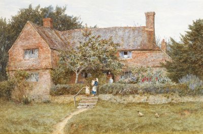 Ein Surrey Cottage mit einer Mutter und ihren Kindern von Helen Allingham