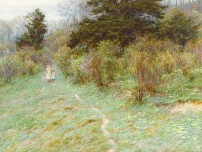 Primeln auf einer Heide in Surrey von Helen Allingham