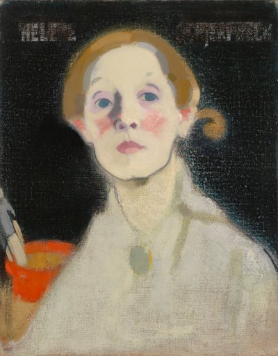 Selbstporträt, schwarzer Hintergrund von Helene Schjerfbeck