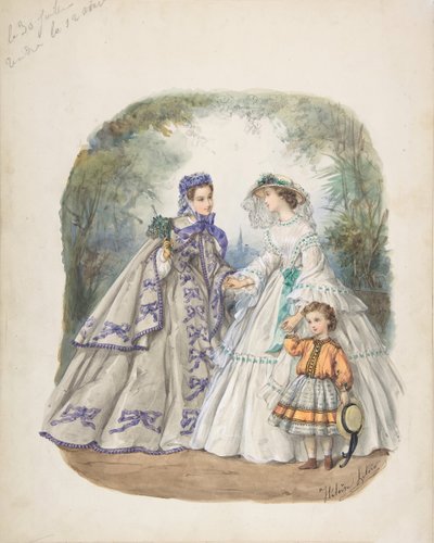 Illustration für eine französische Modezeitschrift, ca. 1862 von Heloise Leloir