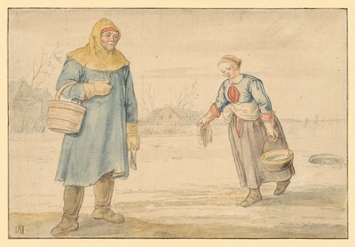 Bauernpaar auf dem Eis von Hendrick Avercamp