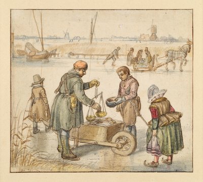 Händler auf dem Eis von Hendrick Avercamp