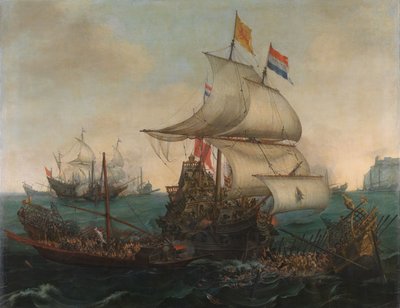 Niederländische Schiffe rammen spanische Galeeren vor der englischen Küste von Hendrick Cornelisz Vroom