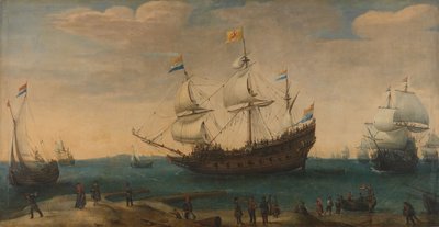 Ostindienfahrer vor einer Küste, ca. 1600-30 von Hendrick Cornelisz Vroom