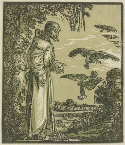 Paulus der Einsiedler (Elia?) von Raben gefüttert von Hendrick Goltzius (attributed to)