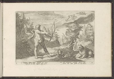 Arcas zielt auf Callisto (Ovids Metamorphosen) von Hendrick Goltzius (workshop of)