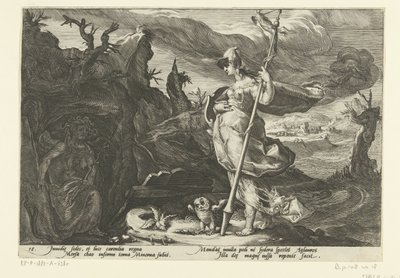 Minerva bittet Neid, Eifersucht in Aglauros zu entfachen von Hendrick Goltzius (workshop of)