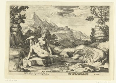 Salmacis und Hermaphroditus von Hendrick Goltzius (workshop of)