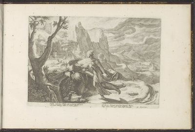 Thisbe flieht vor einem Löwen von Hendrick Goltzius (workshop of)