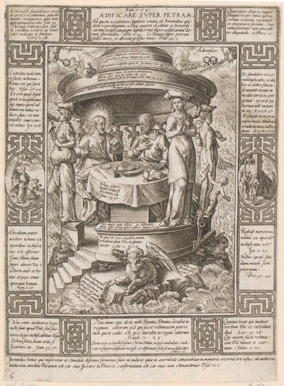 Aedificare super Petram, Blatt 6 der Folge "Allegorien des christlichen Glaubens" von Hendrick Goltzius