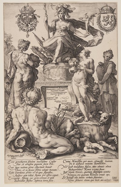 Allegorie von Rom, Titelblatt aus Die Römischen Helden von Hendrick Goltzius