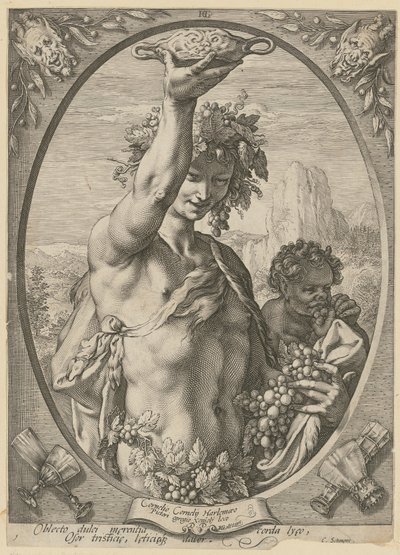 Bacchus, Blatt 1 der Folge "Bacchus, Venus und Ceres" von Hendrick Goltzius