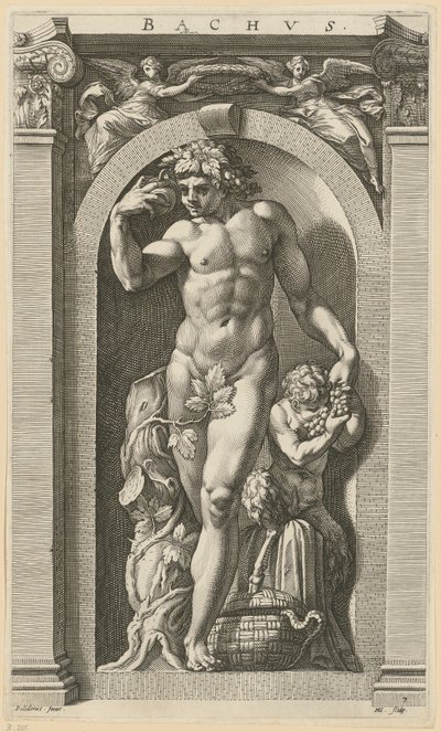 Bacchus, Blatt 7 der Folge "Acht antike Gottheiten" von Hendrick Goltzius