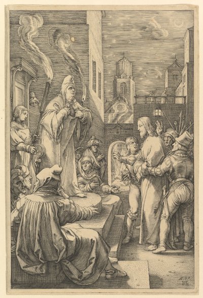 Christus vor Kaiphas, aus "Die Passion Christi" von Hendrick Goltzius
