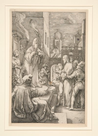 Christus vor Kajaphas, Tafel 4 aus der Serie „Die Passion Christi“ von Hendrick Goltzius