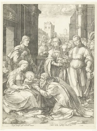 Die Anbetung der Könige (Das frühe Leben von Maria, Meisterstücke) von Hendrick Goltzius