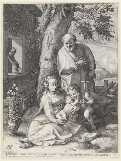 Die heilige Familie mit Johannes dem Täufer von Hendrick Goltzius
