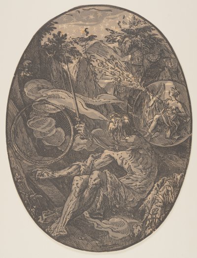 Demogorgon in der Höhle der Ewigkeit, aus Die Gottheiten von Hendrick Goltzius
