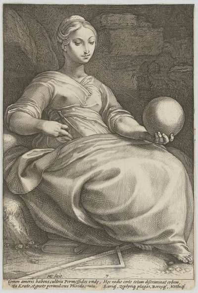 Erato, Blatt 7 der Folge "Neun Musen" von Hendrick Goltzius