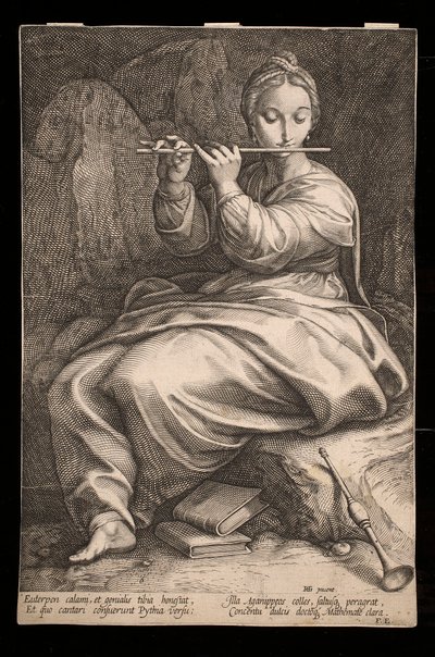 Euterpe, aus dem Zyklus "Musen" von Hendrick Goltzius