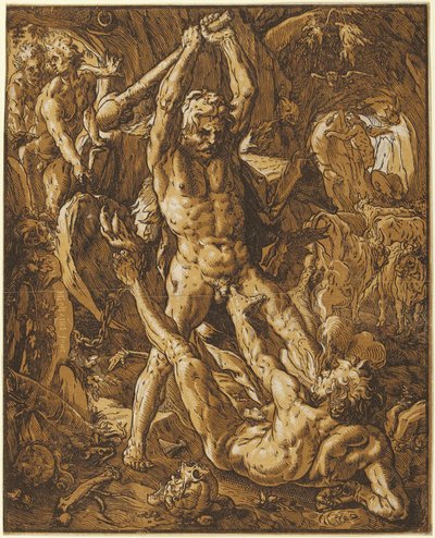Herkules tötet Cacus von Hendrick Goltzius