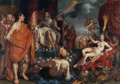 Hermes präsentiert Pandora dem König Epimetheus, 1611 von Hendrick Goltzius