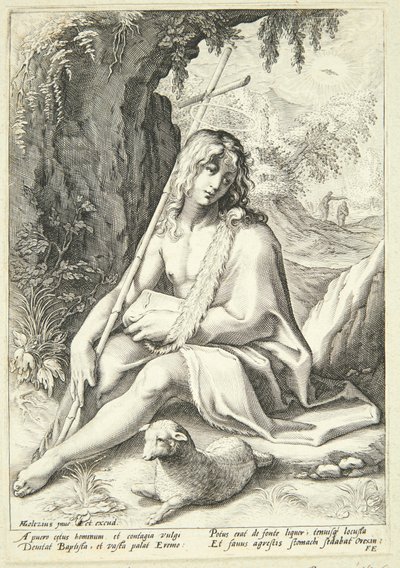 Johannes der Täufer in der Wüste von Hendrick Goltzius