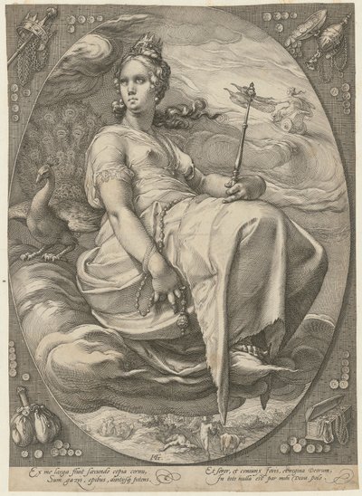 Juno, Blatt 3 der Folge „Drei Göttinnen“ von Hendrick Goltzius