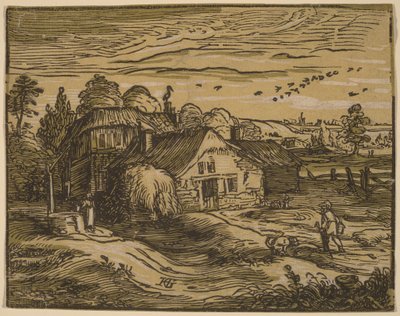Landschaft mit Bauernhaus von Hendrick Goltzius