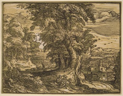 Landschaft mit einem Hirtenpaar von Hendrick Goltzius